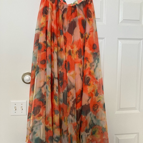 COPY - Orange Blossom Watercolor Maxi Skirt - Picture 4 of 5
